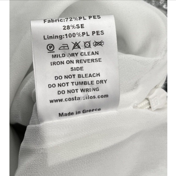 COSTARELLOS Libby Silver LUREX DEVOR Embellished Ruched Mini Dress sz 40 - Picture 9 of 9